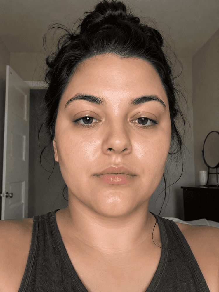 A face after following a facial exercise routine